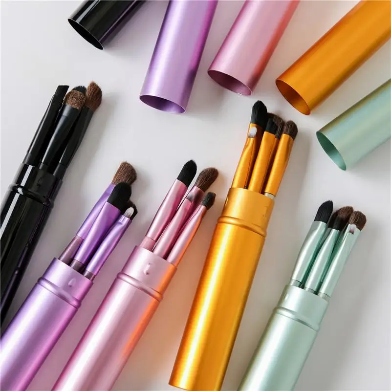 5pcs Travel Portable Mini Eye Makeup Brushes Set Reals Eyeshadow Eyeliner Eyebrow Brush Kit