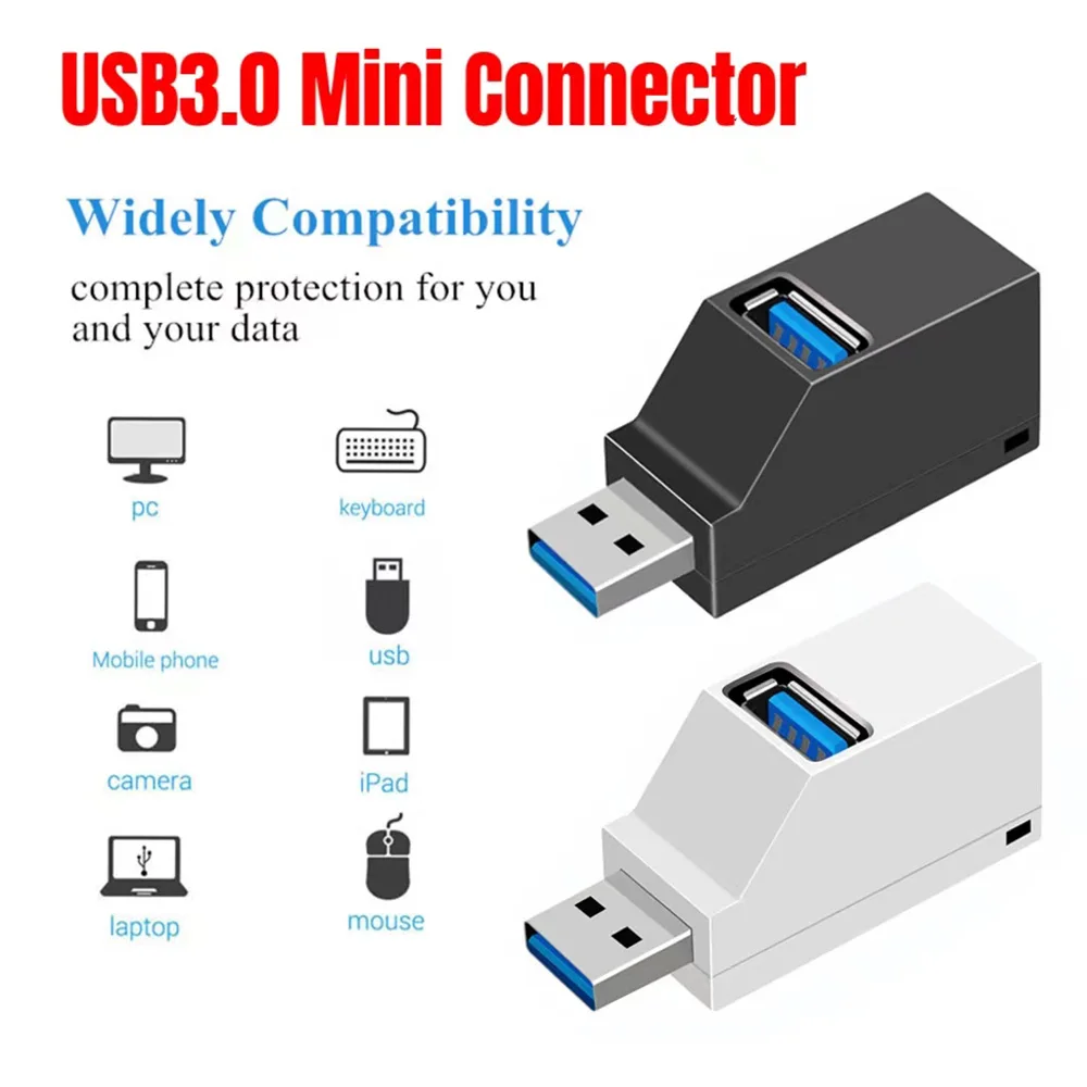 

1PCS USB 3.0 HUB Adapter Extender Mini Splitter Box 3 Port High Speed Data Transfer USB Splitter Docking Station For PC Laptop