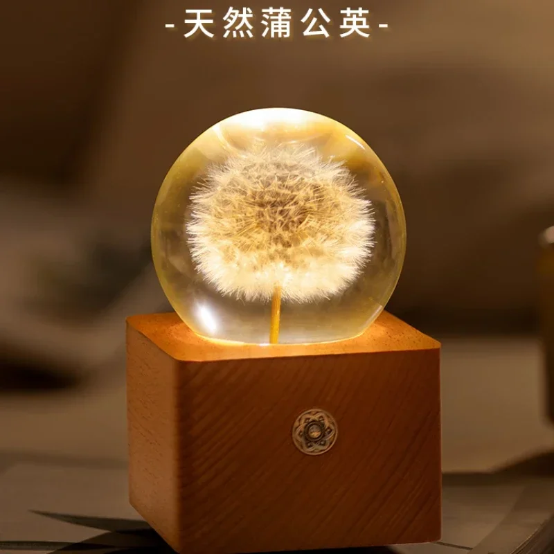 

Dandelion Crystal Ball Music Box Rotating Night Light Sky City Music Box Ornament Girl Birthday Gift