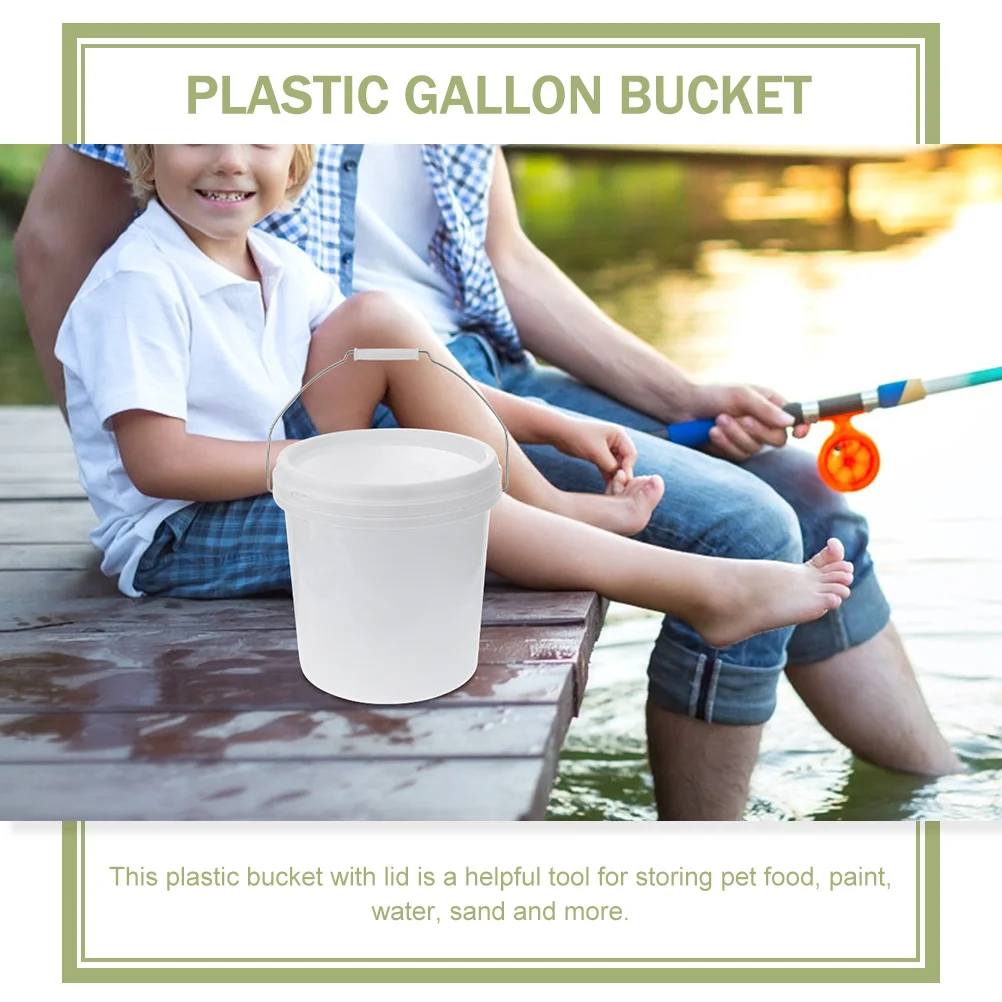 Household Sealed Plastic Small Water Portable Pet Food Storage Container Gallon Paint Pail Lightweight Sturdy Design Multi