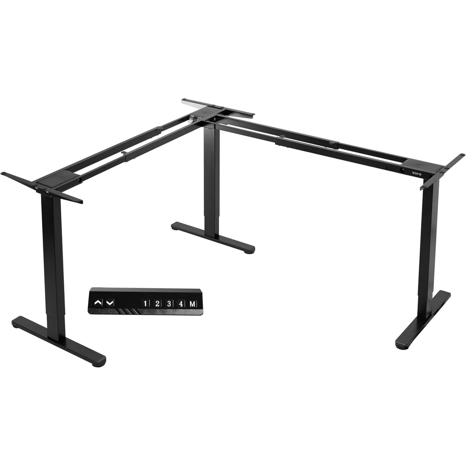 US Electric Multi-Motor Height Adjustable Corner 3 Leg Standing Desk Frame, Frame Only, Sit Stand Ergonomic L Frame with Push