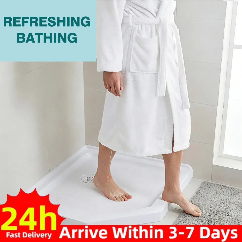 

Neo-Angle Shower Base with Corner Drain Acrylic Shower Base Non-Slip Textured Surface 37 In. L X 37 In. W for Bathroom