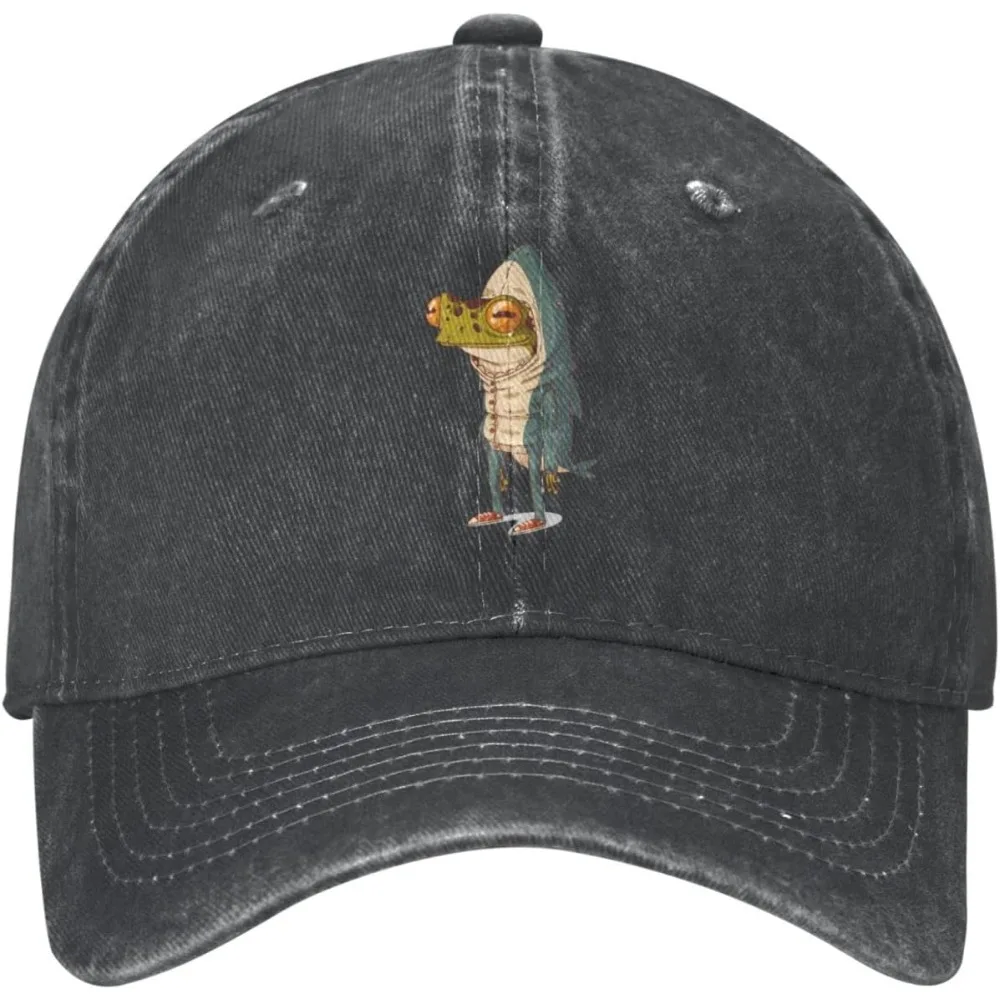 

Frog Shark Black Vintage Distressed Adjustable Washed Denim Mens Dad Trucker Hat Baseball Ball Cap For Men