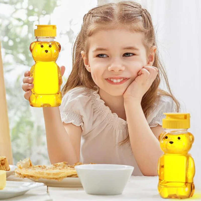 10 Pcs 8Oz Honey Jar Plastic Bear Honey Bottles Jars Clear Honey Containers Dispenser Honey Squeeze Bottle Juice Bottle