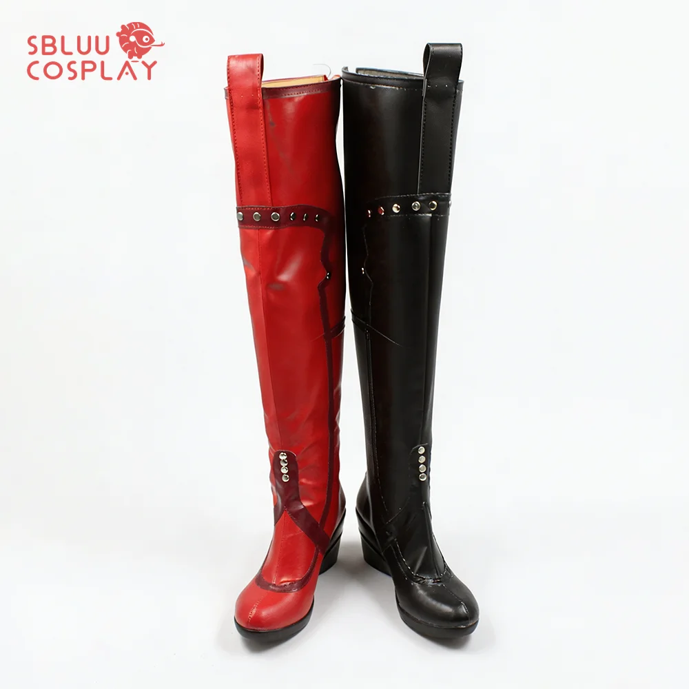 SBluuCosplay Female Joker Clown Cosplay Boots Custom Made Red Black Shoes Halloween Party Props