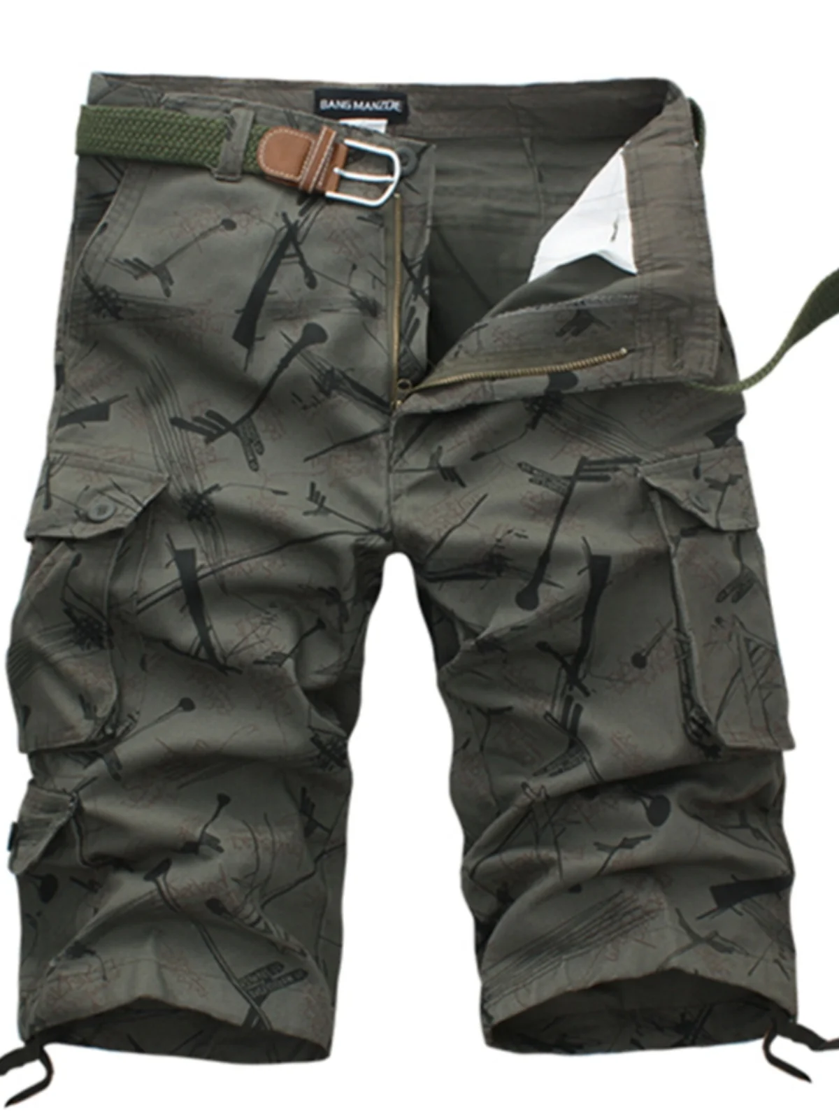 

Summer Men's Loose Fit Camouflage Cargo orts Cotton Workwear Knee-Length Casual een Pants with Multiple kets