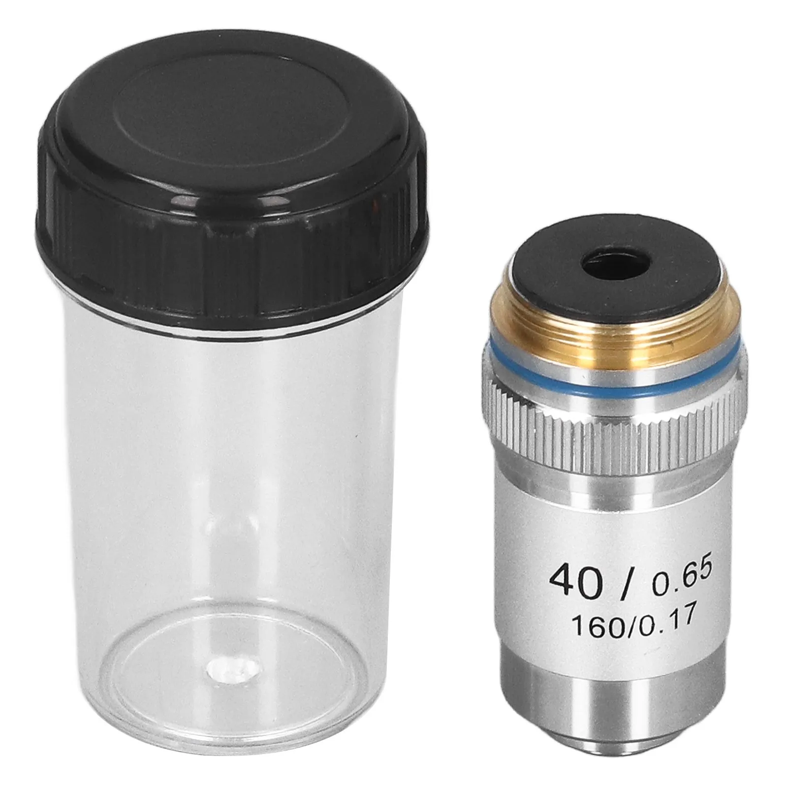 Objectif de microscope achromatique 40X haute magnification, interface standard 20,2 mm, RMS argenté
