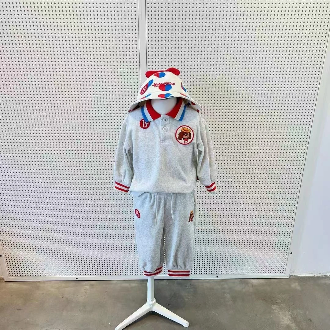 2024AW Korean Boys Girls Sweatshirts Kids Top and Bottom Set Child Pants Sets Girls Tracksuit Costume Baby Tops Outfit Set