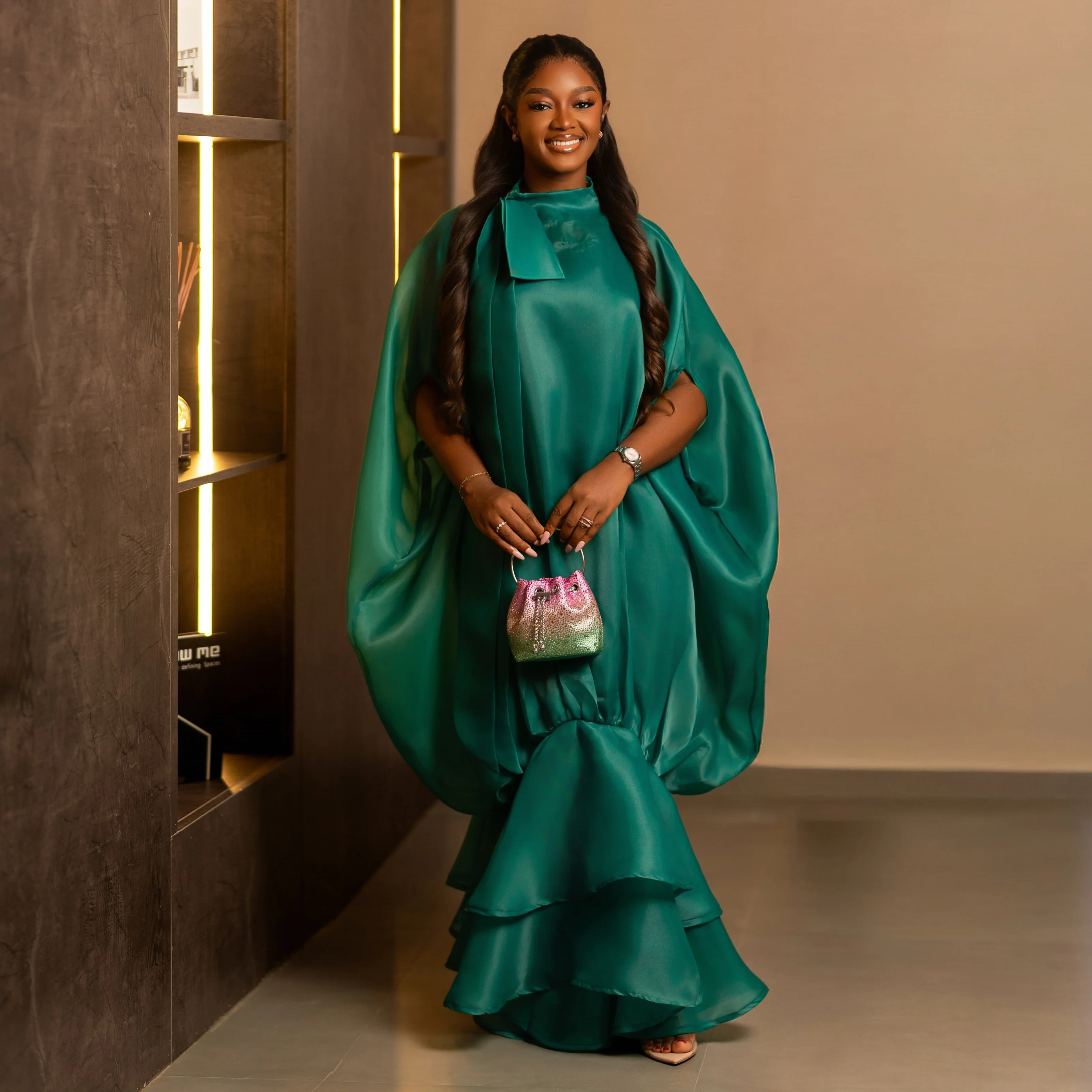 Emerald Green Silk Satin Kafta - Women'S Green Formal Wear review and price