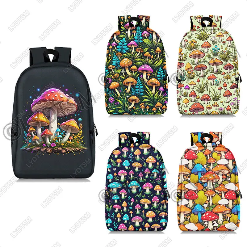 Fantasy Mushroom Butterfly Frog Graphic Print Backpack Women School Bags Rucksack Bookbag Monkey Laptop DayPack