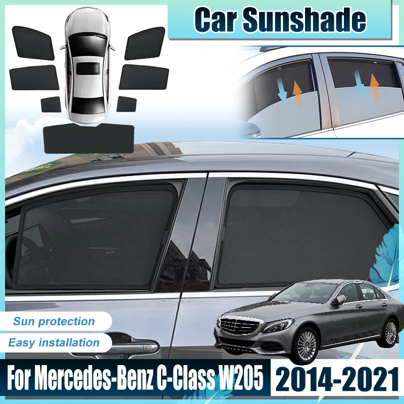 For Mercedes Benz C Class Accessories W205 Sedan 2014-2021 Car Front Rear Window Screen SunShade Covers light Shield Sun Baffle