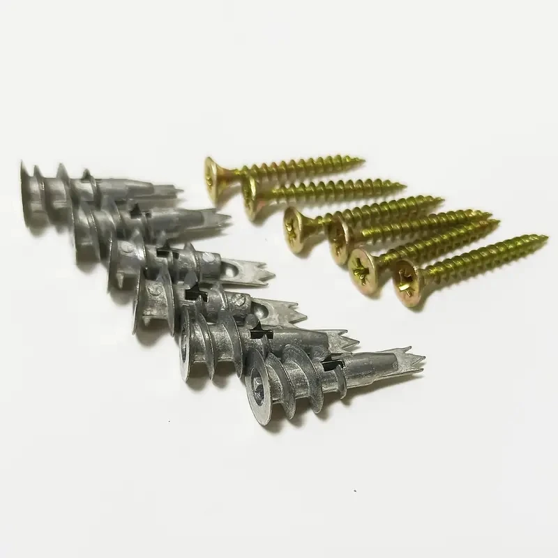 10Pcs Plasterboard Drywall Anchor Hollow Wall Self-drilling Wall Plug with Tapping Screw Drywall Bolt with Tapping Screw