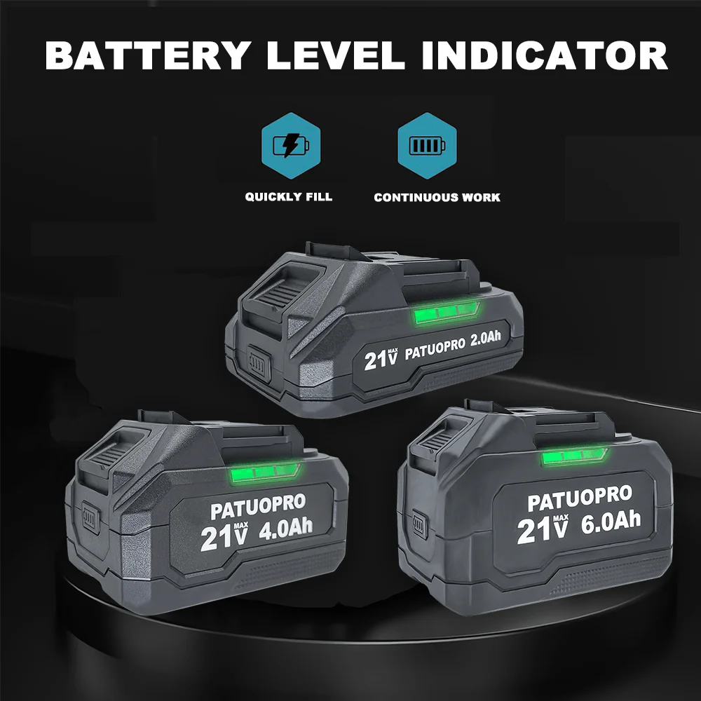 PATUOPRO 2.0-6.0Ah Rechargeable Lithium-ion Battery Pack For Makita 18V Battery Cordless Power Tools Electric Drill Screwdriver