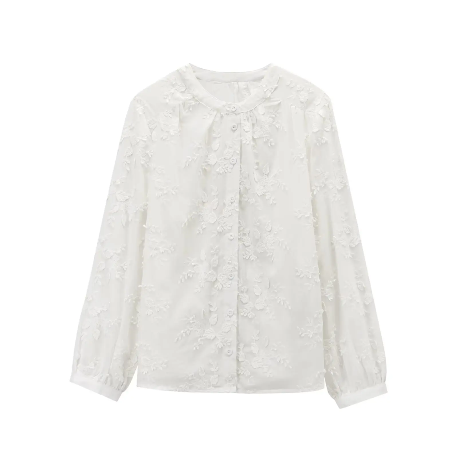 

Women Long Sleeve Cute Sweet Girls Shirt Vintage Embroidered White Shirt Tops Blouses Flower Print Embroidery Button Shirts