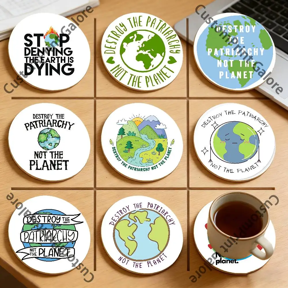 

Destroy the Patriarchy Not the Planet Heat-Resistant Pine Coasters Lightweight Sturdy for All Drinkware Easy to Clean