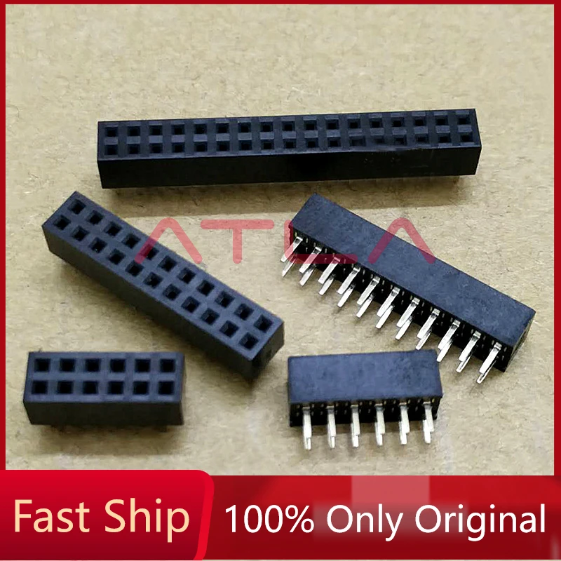 10pcs 2.0mm Double Row Straight Female 2-40P Pin Header Socket Connector 2x2/3/4/5/6/7/8/9/10/12/14/15/20/25Pin