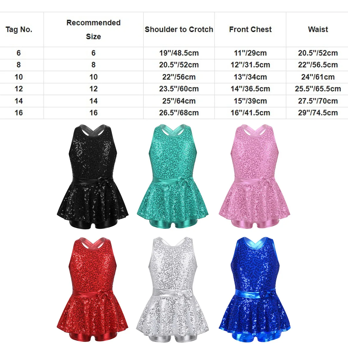 Kids Sleeveless Sequined Dancewear Gymnastics Leotard Girls Ballet Figure Skating Dress Modern Rave Jazz Dance Costume