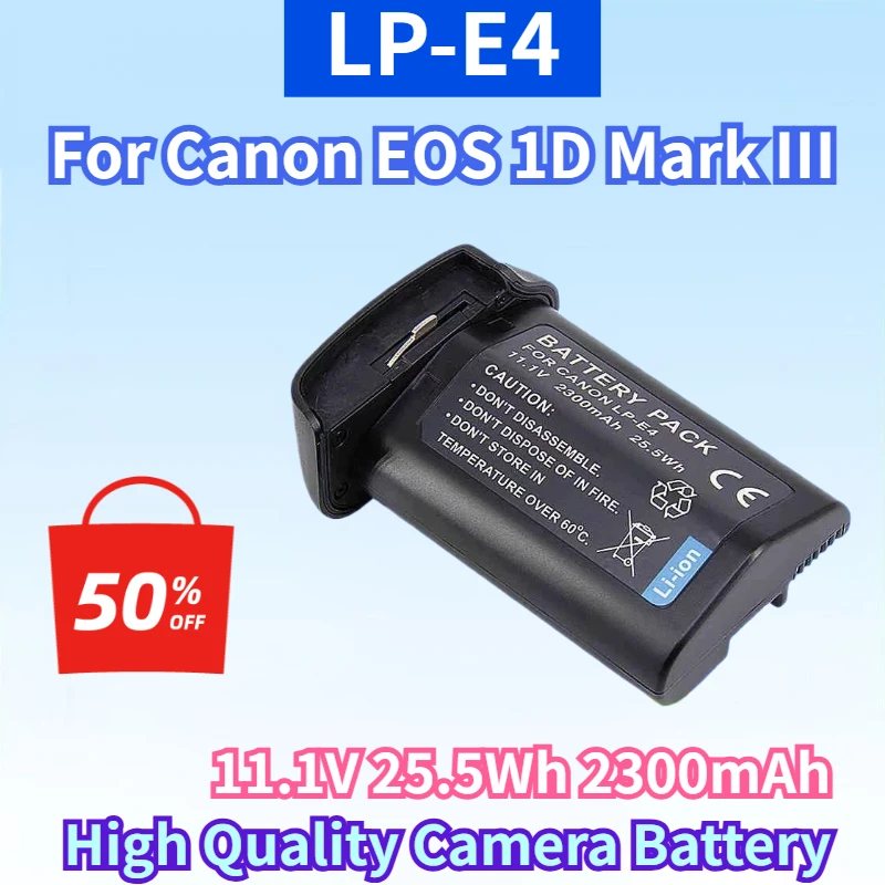 LP-E4 11.1V 25.5Wh 2300mAh Li-ion Battery for Canon EOS 1D Mark III EOS-1D Mark IV EOS 1Ds Mark III High Quality Camera Battery