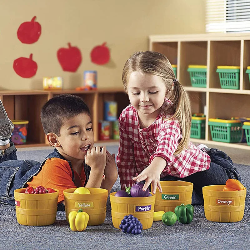 Juego de simulación de frutas y verduras, juego de clasificación de cocina, reconocimiento de Color, ayudas didácticas cognitivas para niños de 0 a