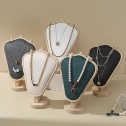 Mannequin Wooden Velvet Necklace Pendant Chain Jewelry Bust Neck Display Stand Holder Mannequin Necklace Pendant Window Display