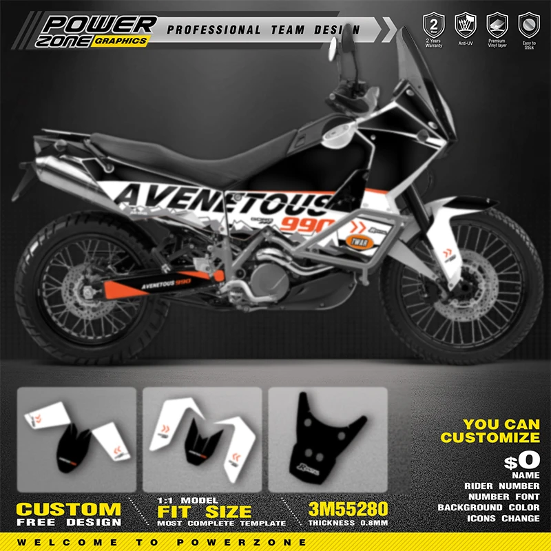 PowerZone New Style Graphics Backgrounds Decals for Stickers Kit For KTM ADVENTURE 2003-2016 ADV990 Motorcycle Stickers