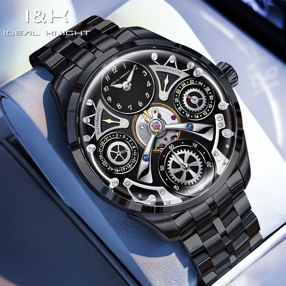 

IDEAL KNIGHT 6820, автоматические механические мужские часы, водонепроницаемые, светящиеся, из нержавеющей стали, элитные роскошные наручные часы