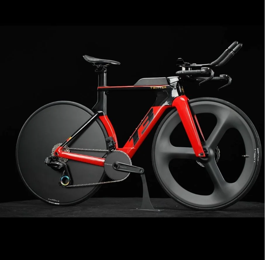 *Triathlon Bike T3 Wheeltop Wireless Electric 24Speed Front 3 Spoke Wheel & Rear Disc Wheel Carbon Ordinary Pedal Lightweight
