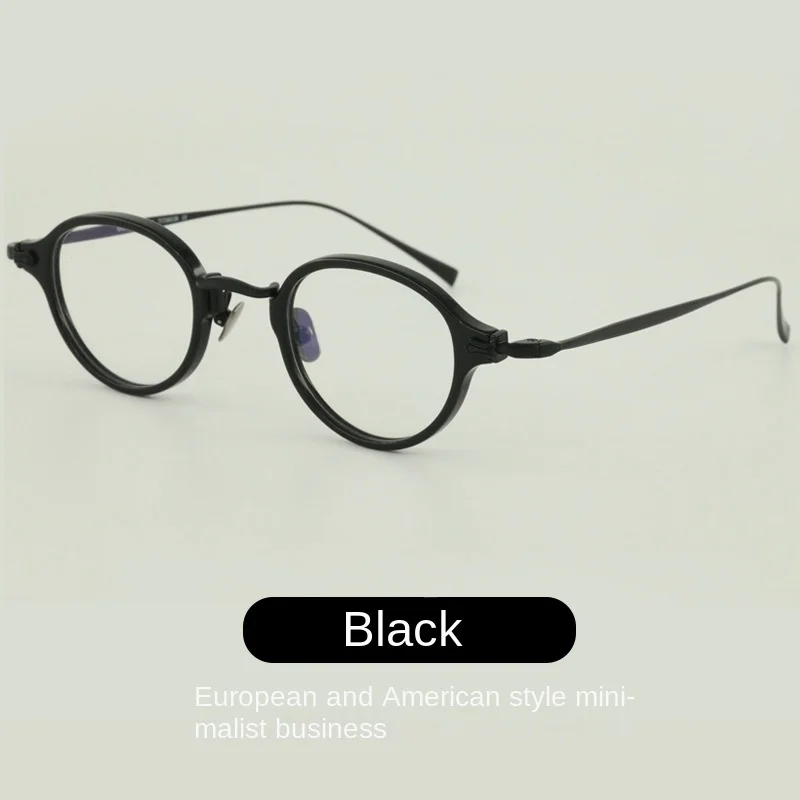 Pure titanium glasses frame men retro glasses frame women round small frame wide edge with myopia height