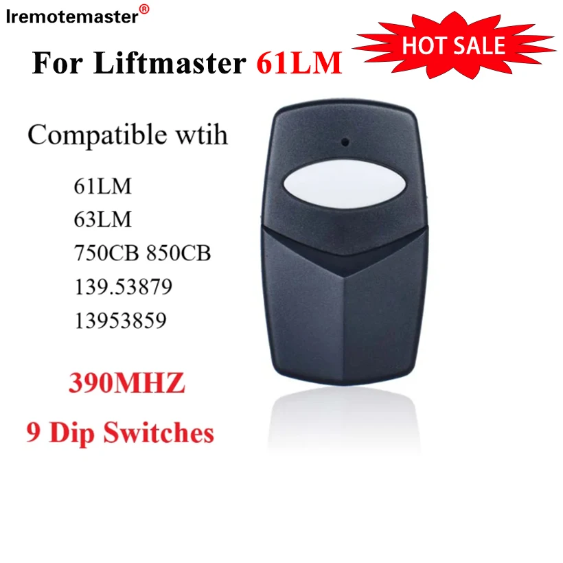 

9 Dip Switch 61LM 390MHZ Remote for Liftmaster 61LM 62LM 63LM Garage Door Opener