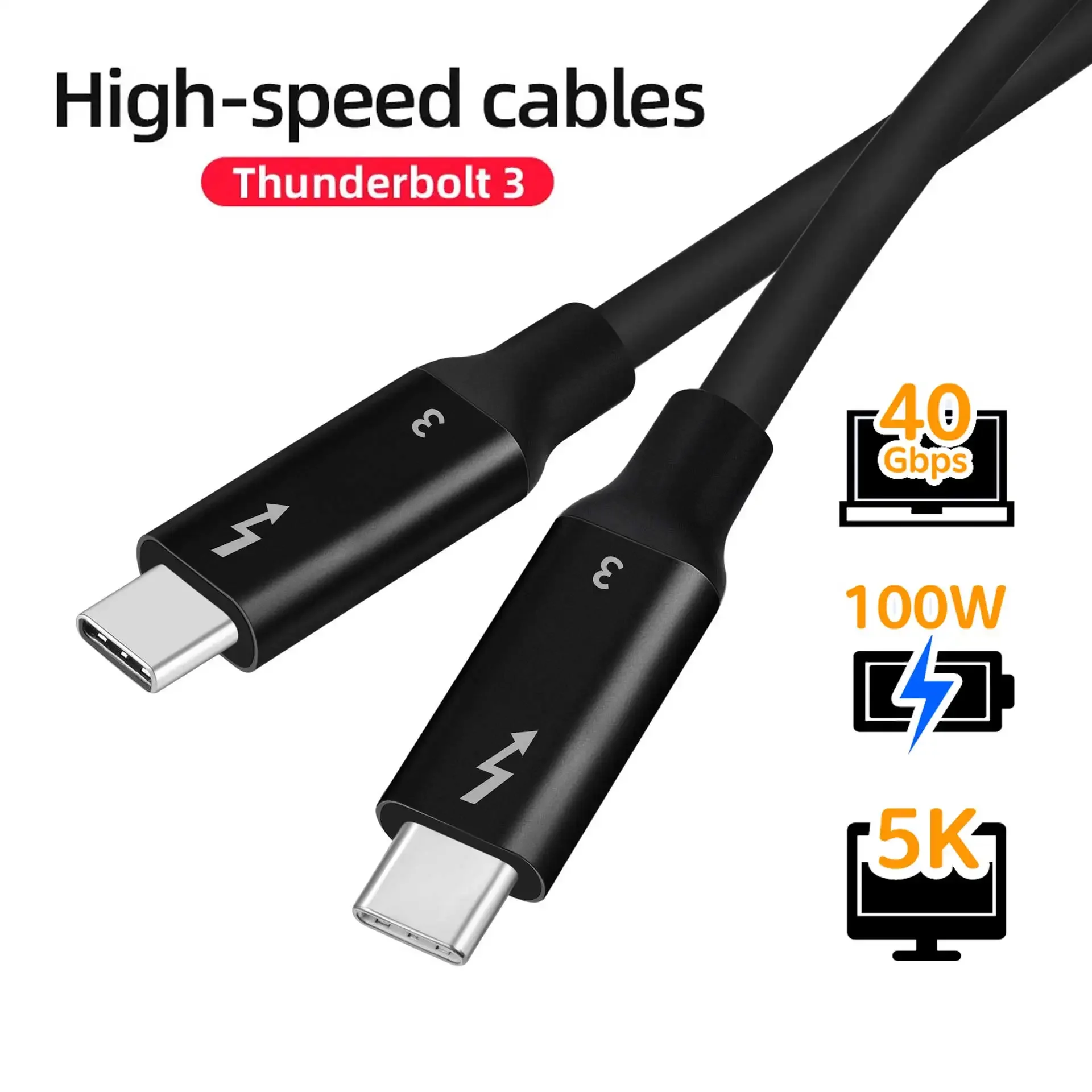 

Cable Thunderbolt 3 0.3M 0.5M 0.8M 100W 40G USB C to USB C Cable PD for Macbook Pro Charger Type-c Male to male 5K