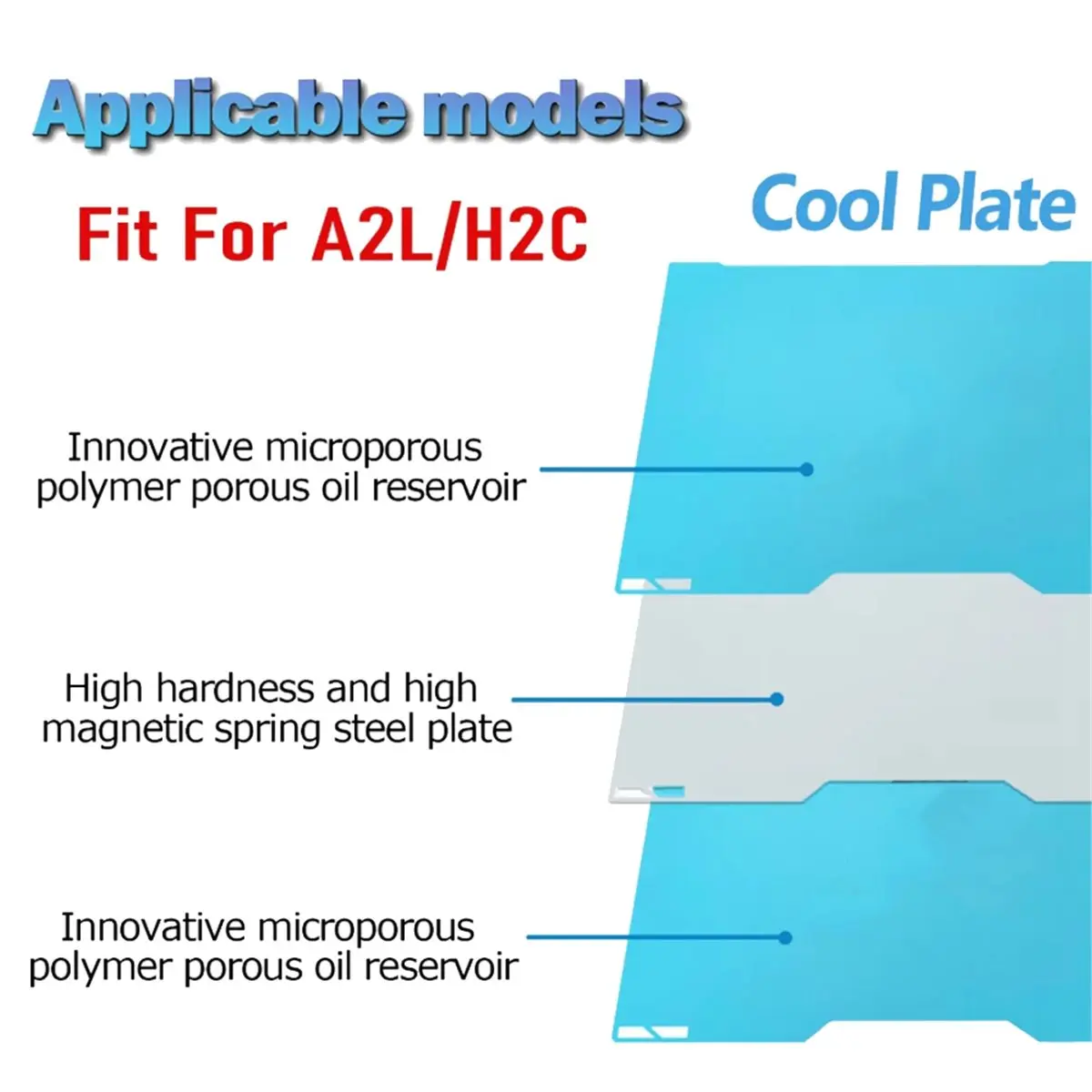 2Pcs for A2L H2C Cool Plate Build Plate 330x320mm Spring Steel Sheet Cold Bed Double Sided Smooth Build Plate