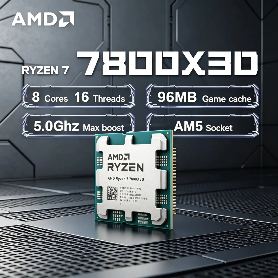 라이젠 7 7800X3D 8코어 16스레드 5.0GHz 5nm AM5 L3 96MB 120W DDR5 데스크탑 프로세서 R7 7800X3D CPU 트레이 팬 미포함 정품 썸네일 6