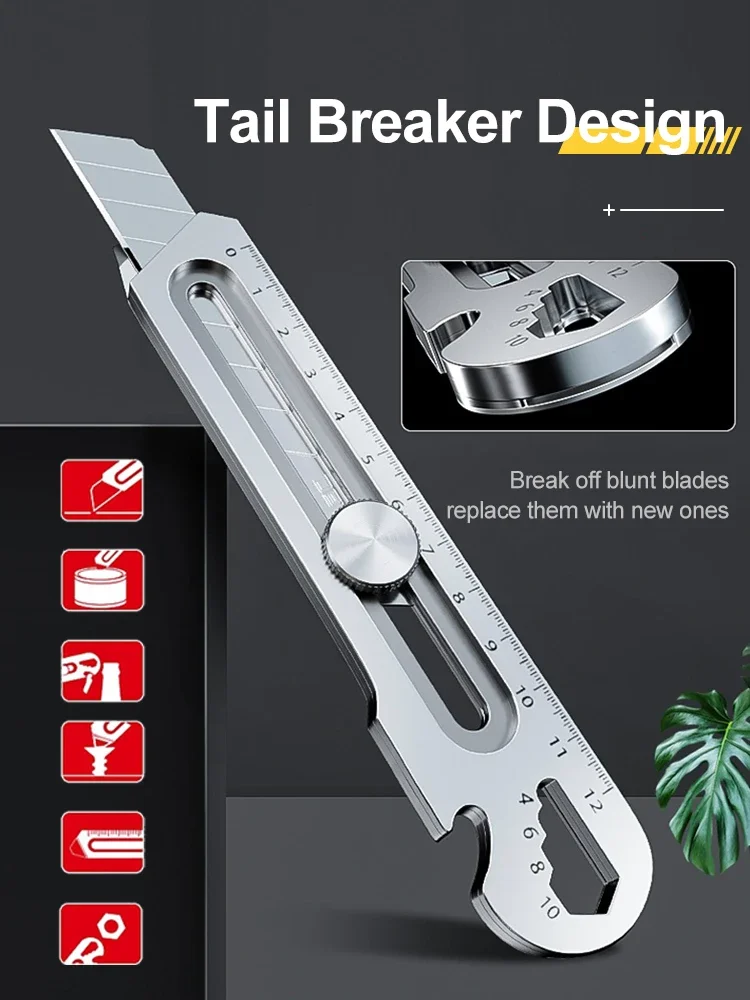 New Stainless Steel Utility Knife Steel Wallpaper Knife Holder Durable Sturdy Fast Cutting Manual Lock For Comfortable Grip