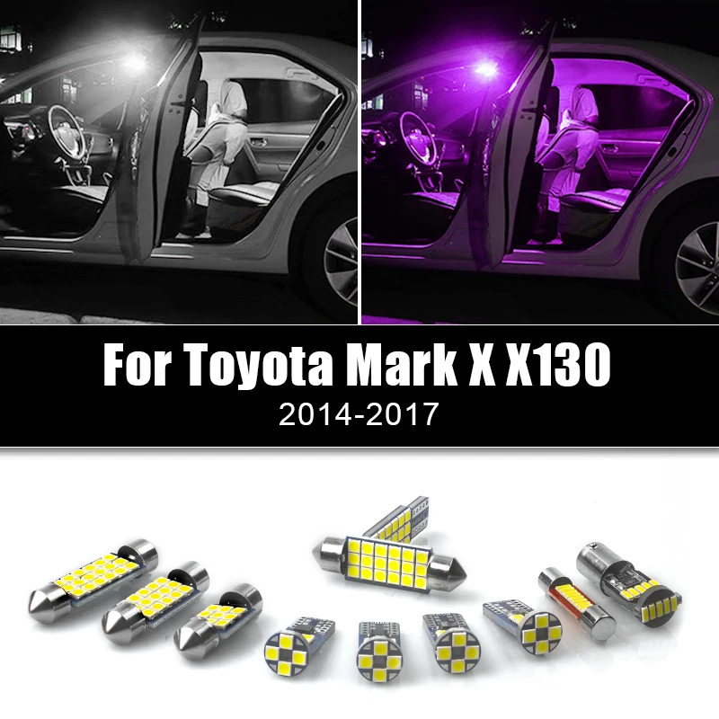 

For Toyota Mark X X130 2014 2015 2016 2017 6pcs 12v Car LED Bulbs Reading Lamps Vanity Mirror Trunk Lights Interior Accessories