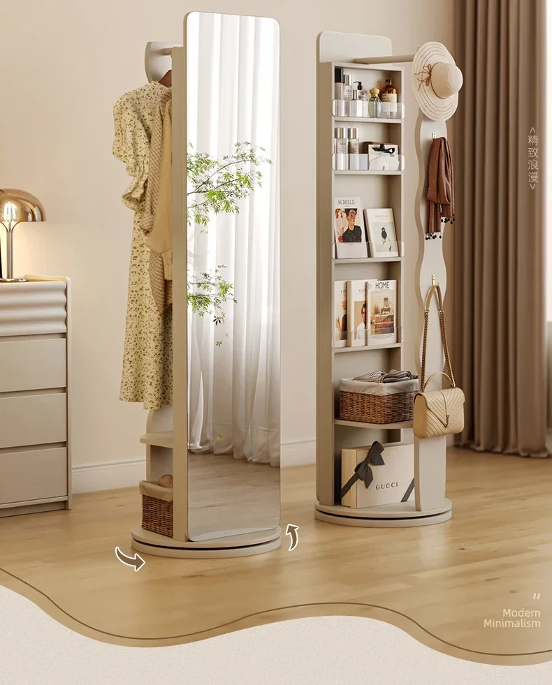 

LFrench Style Dressing Mirror Coat Rack Full Body Full-Length Mirror Mirror Rack Clothes Rack