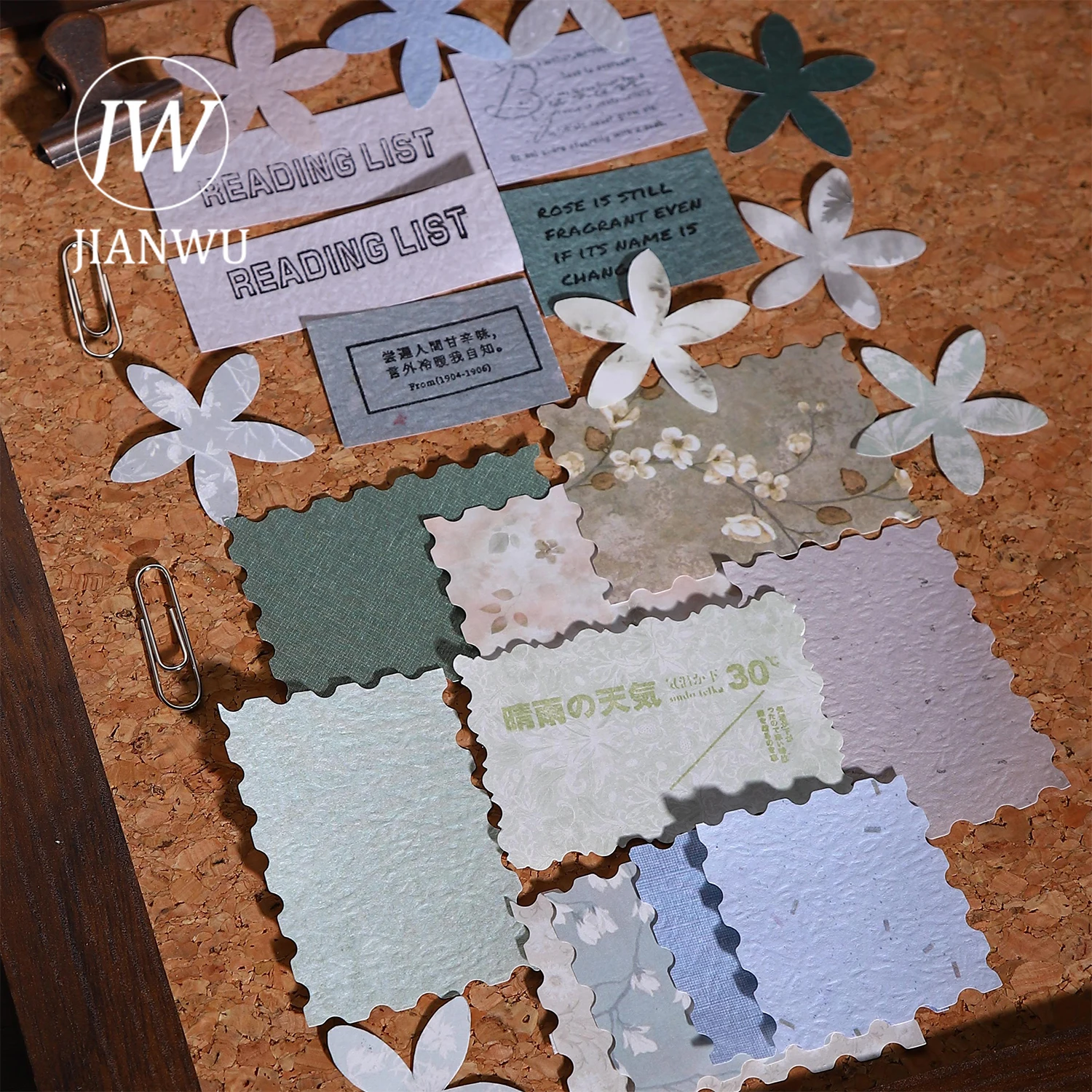 

JIANWU Small Bookcase Series Vintage Plant Pattern Landscape Collage Scrapbook Material Book Creative DIY Journal Stationery