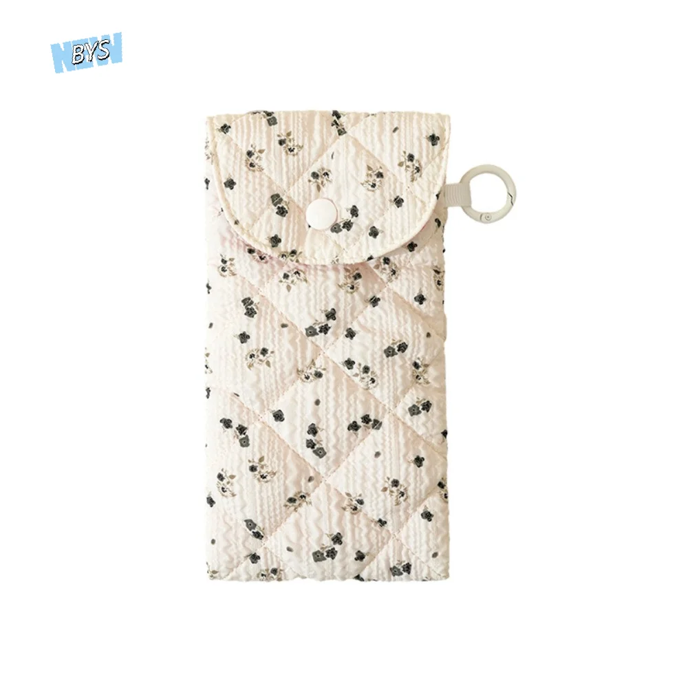 

Portable Cloth Printed Glasses Bag Floral Pattern Flower Sunglasses Eyeglass Bag Bow With Keyring Cotton Glasses Case Outdoor