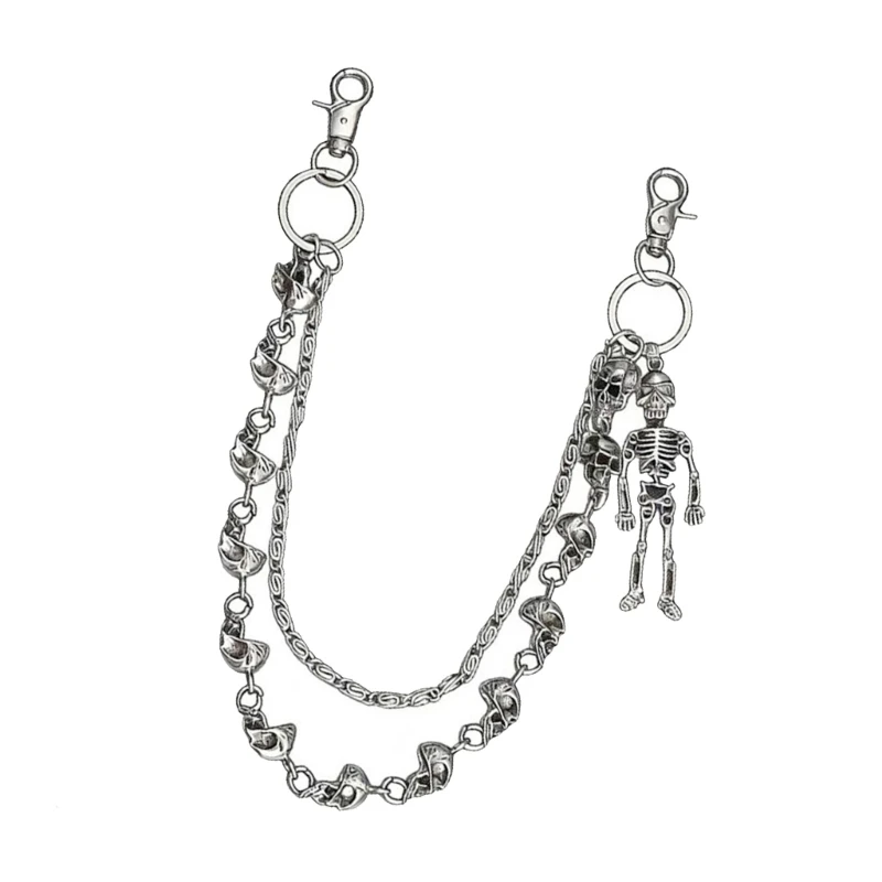  Trendy Gothic Pants Chain Skeleton Head Chain For Jeans And Leather Jackets