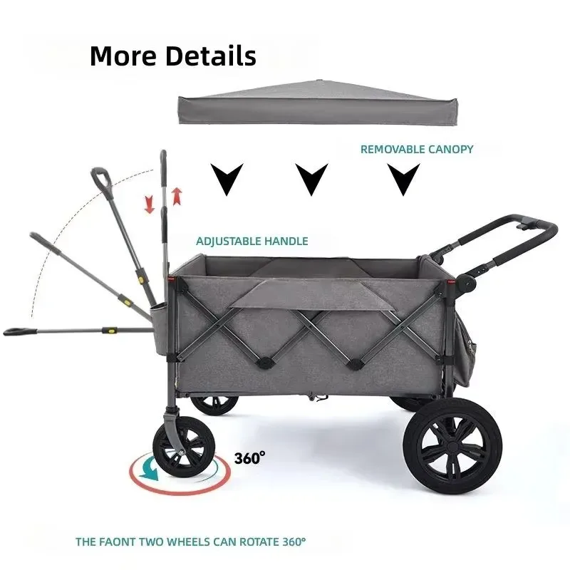 STLF Multi-scene use of large-capacity steel frame four-wheel folding design with canopy trolley, suitable for RV camping