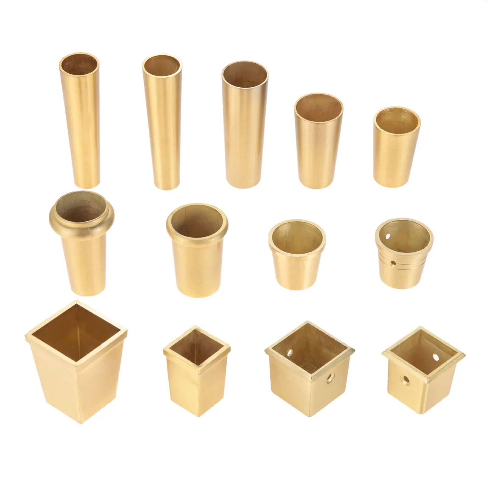 1pc Furniture Leg Cover Solid Copper Tip Brushed Brass Table Chair Cylinder/Cone Feet Cap Protect Decor 20-42mm Bottom Safe Pad