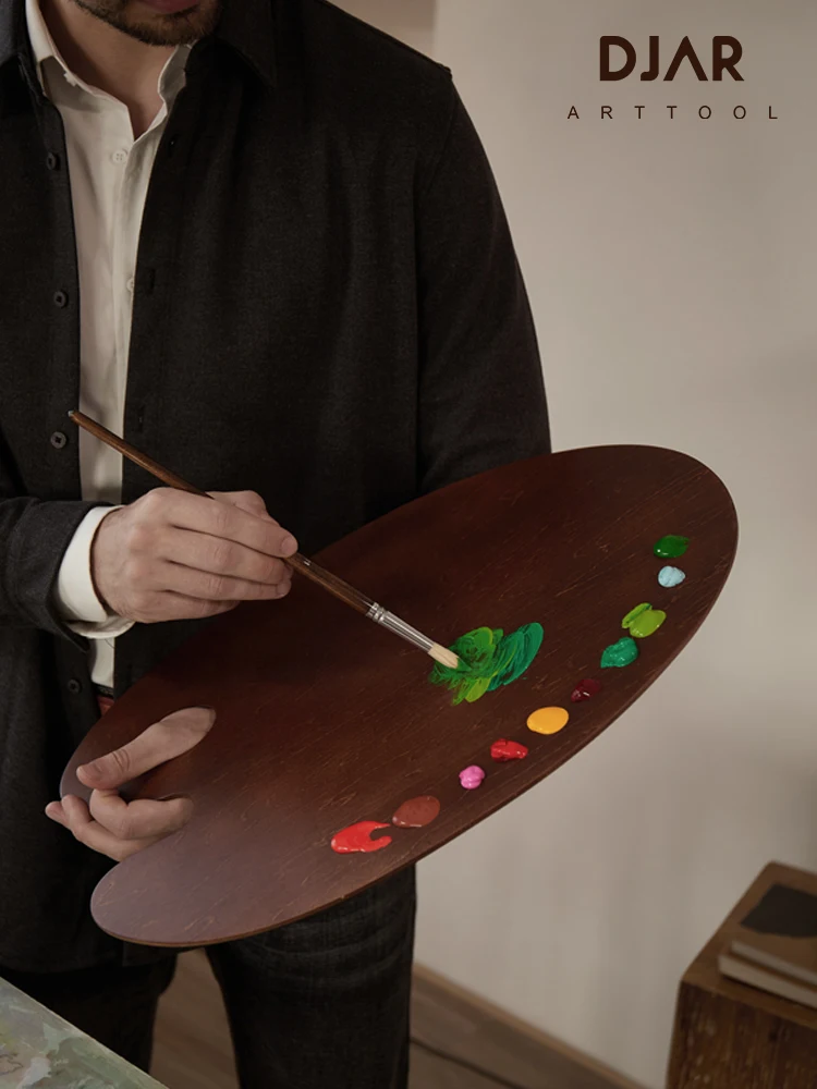 

Solid wood professional classical water drop shape cherry wood black walnut color art large small retro artist wood palette