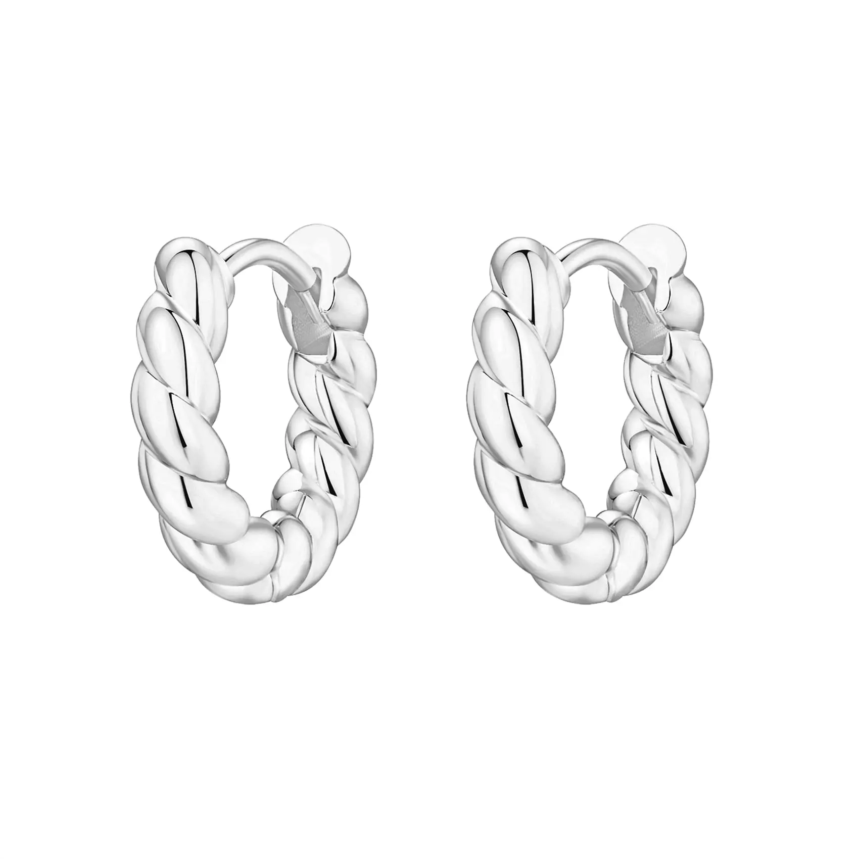 Shevalue New Women Twisted Huggie Earring Fashion Spiral Shape 14K Gold Plated Hoops With 925 Sterling Silver Post Mini Earrings