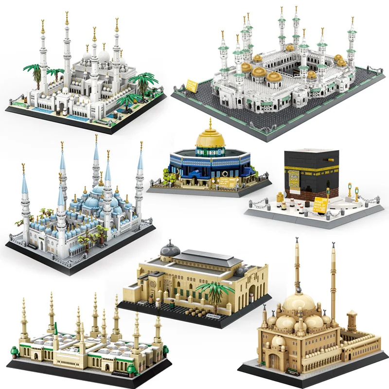المزيد من الأنماط الإبداعية مسجد العمارة الشهيرة بنة نموذج مجموعات الطوب مجموعة ألعاب للأطفال والكبار الهدايا