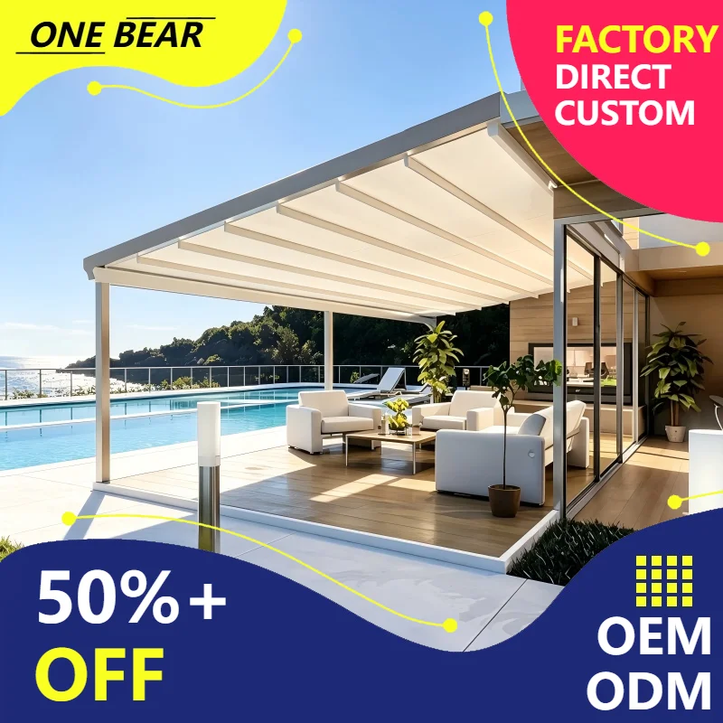 Any Size Custom Aluminum Bioclimatic Pergola Kits Motorized Remote Control Waterproof Windproof Outdoor Patio Sun Shades Privacy