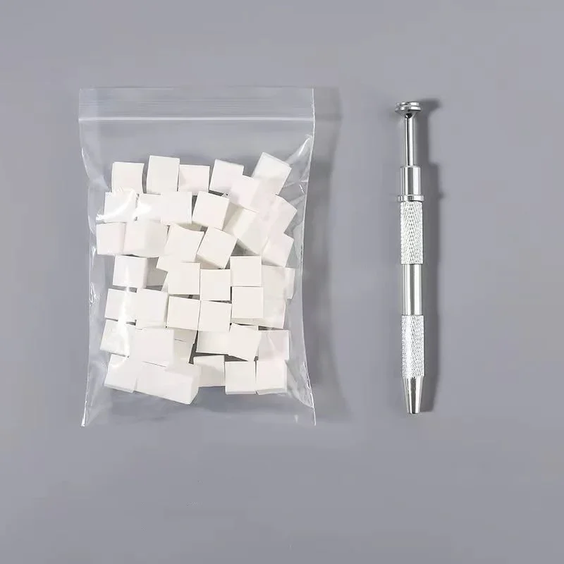Mini Square Nail Art Sponge 4 Claws Metal Grabber Pen Nail Sponge Manicure Tools Gradient Brush Glitter Powder Dotting Pen