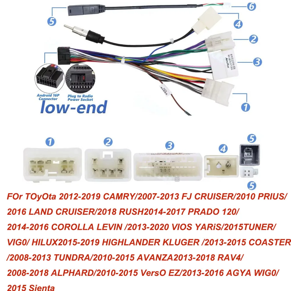 For Toyota Camry Prius Land Cruiser Rush Prado Corolla Levin Vios Yaris Tuner Vigo Hilux Highlander Kluger Coaster Cable Harness