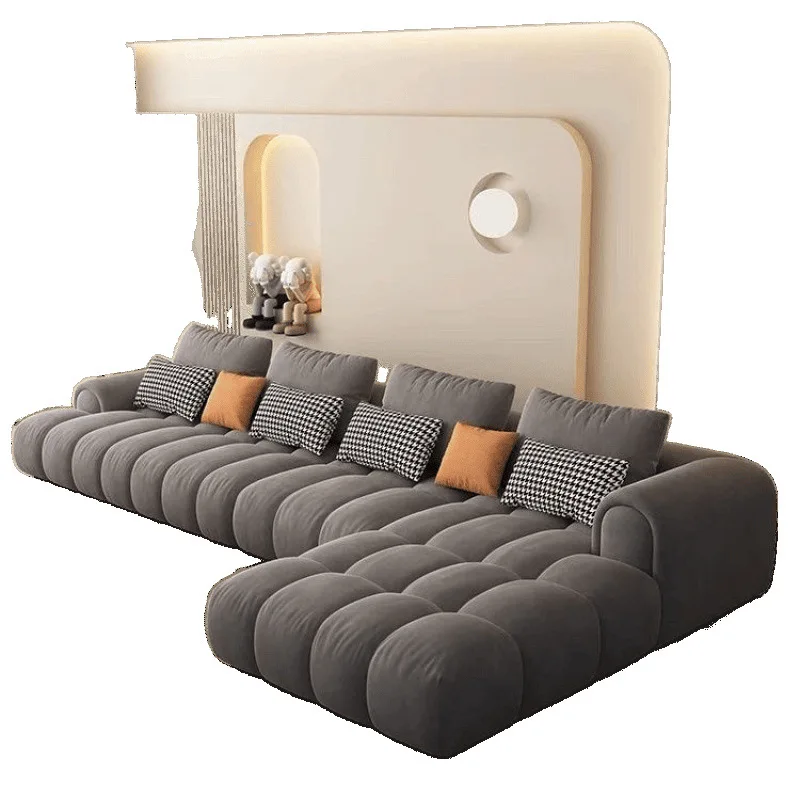 أريكة الرياح الكريمية، غرفة المعيشة السحابية المصنوعة من القماش الفاخر الخفيف، أريكة من القماش #1