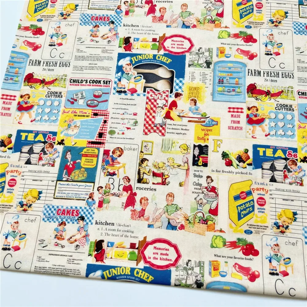 45x145cm stół dla dzieci plakat gotujący 100% tkanina bawełniana materiał Patchwork szycie kołdra robótki DIY tkanina maska materiał