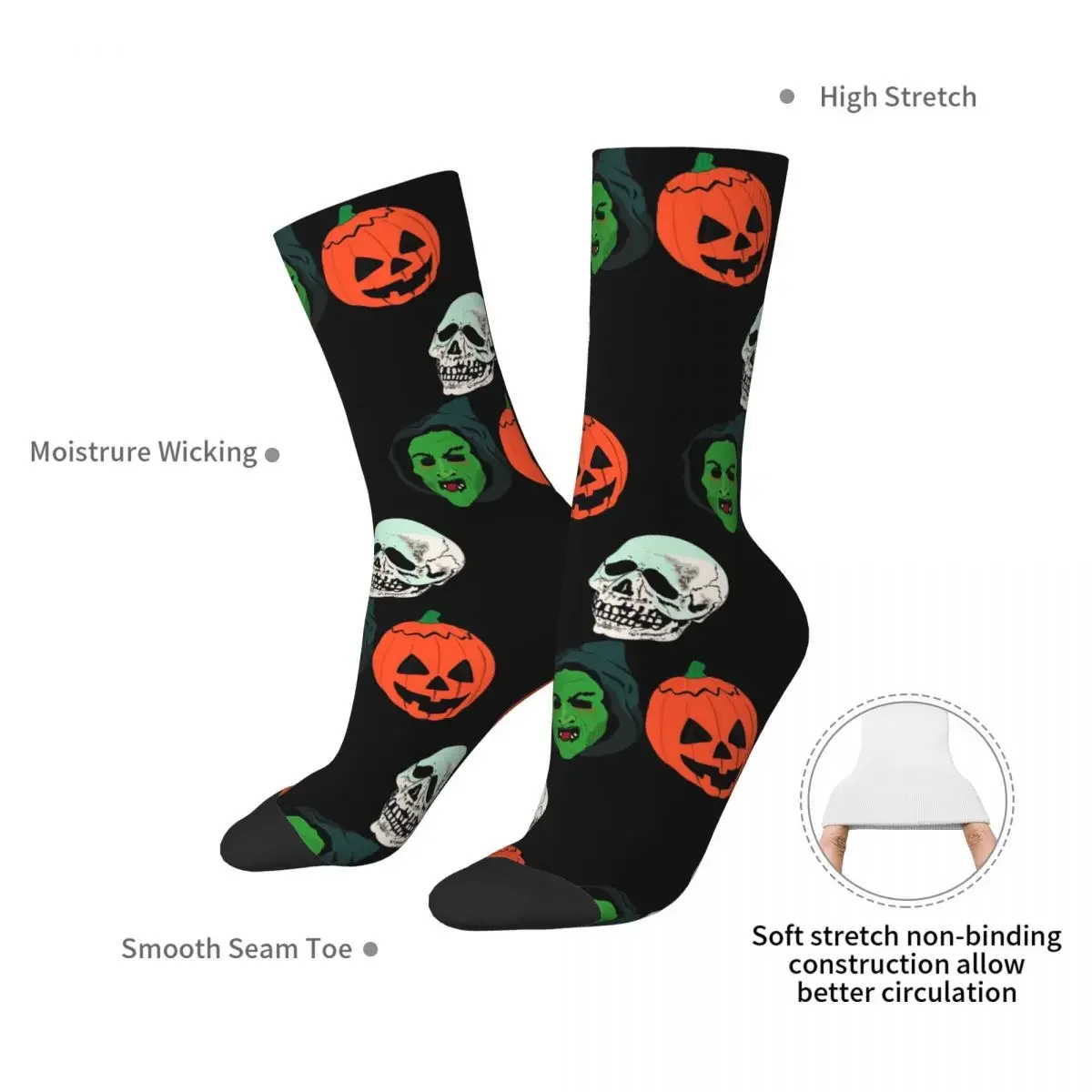 Silver Shamrock Mask Set Socks Harajuku Sweat Absorbing Stockings All Season Long Socks Accessories for Unisex Gifts