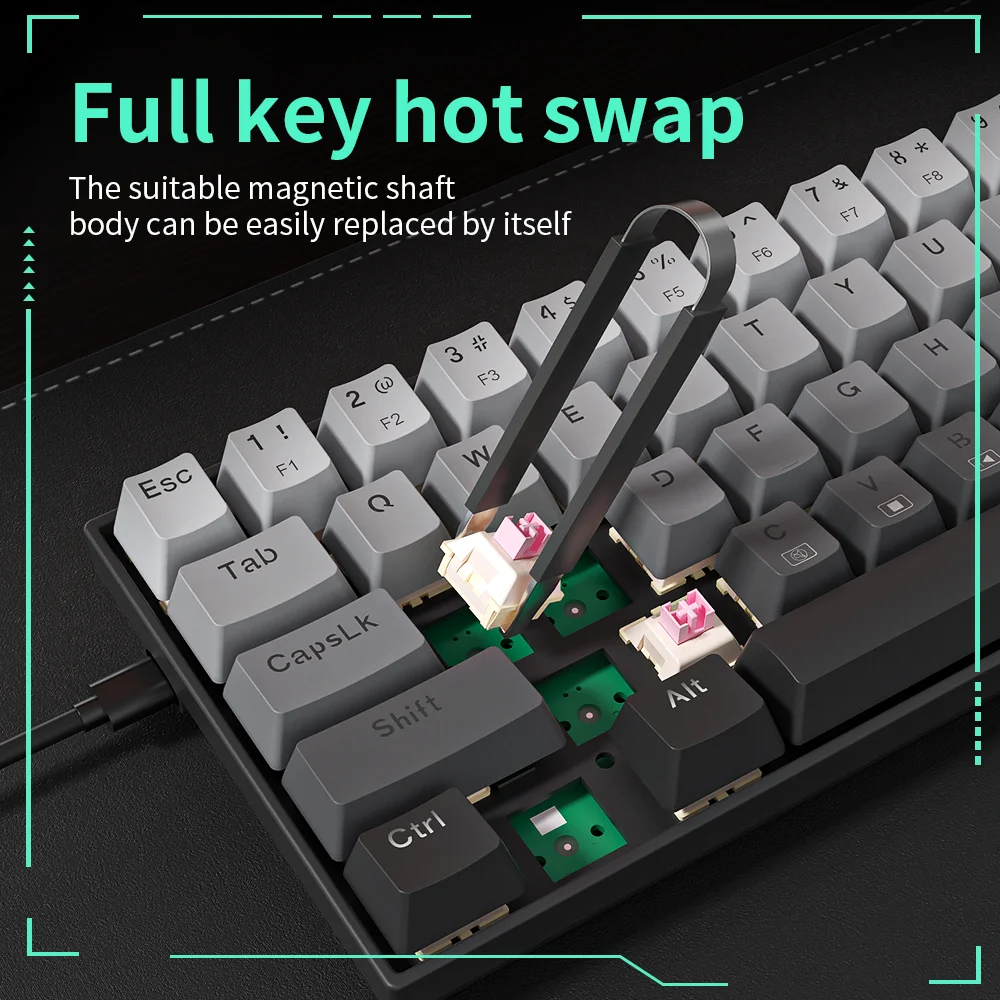 ZIFRIEND-M68 Teclado mecânico interruptor magnético, 8K Return Wired RGB, Teclado Hot-Swap E-sports, Gaming PBT, Keycaps transparentes